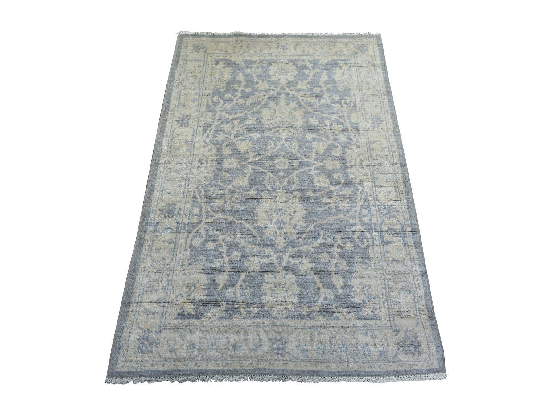 Peshawar Oushak hand-knotted wool rug in Gray & Ivory, 3' x 4'10" — SKU O072083