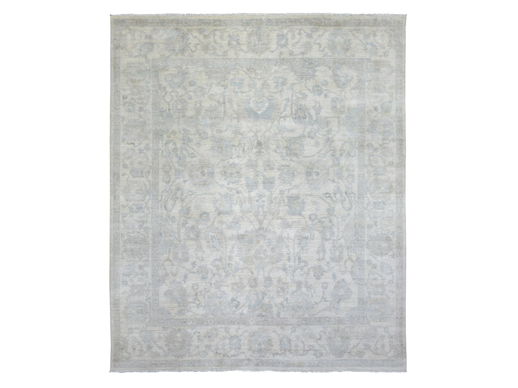 Peshawar Oushak hand-knotted wool rug in Ivory, 8'3" x 9'8" — SKU O072084
