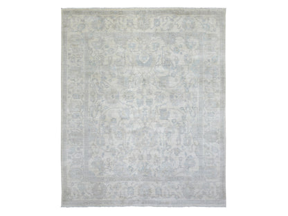 Peshawar Oushak hand-knotted wool rug in Ivory, 8'3" x 9'8" — SKU O072084