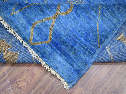 Blue 8'4" x 9'4" Tribal & Geometric Hand knotted Wool Rug - Sku: O072160
