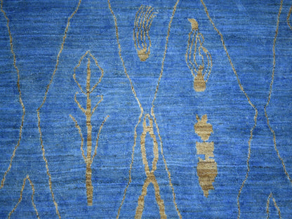 Blue 8'4" x 9'4" Tribal & Geometric Hand knotted Wool Rug - Sku: O072160