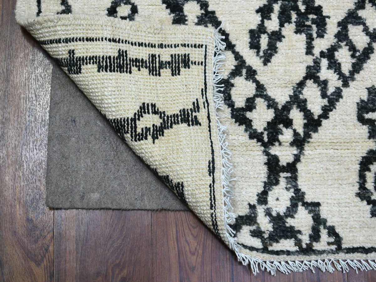 Tribal & Geometric hand-knotted wool runner in Ivory, 2'10" x 11'4" — SKU O072169 (view 2)