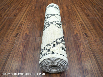 Tribal & Geometric hand-knotted wool runner in Ivory, 2'10" x 11'4" — SKU O072169 (view 4)