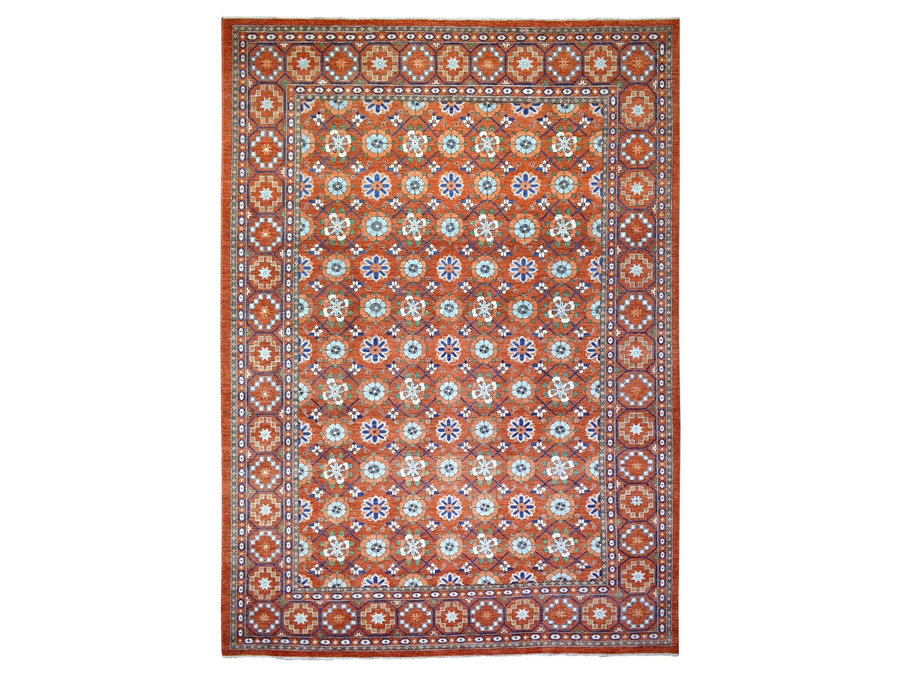 Ersari Tribal & Geometric hand-knotted wool rug in Orange, 9'9" x 13'6" — SKU O072171