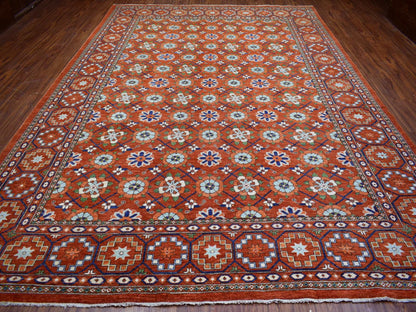 Ersari Tribal & Geometric hand-knotted wool rug in Orange, 9'9" x 13'6" — SKU O072171 (view 2)