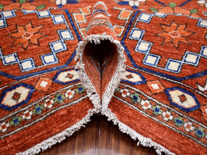 Ersari Tribal & Geometric hand-knotted wool rug in Orange, 9'9" x 13'6" — SKU O072171 (view 5)