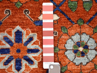 Ersari Tribal & Geometric hand-knotted wool rug in Orange, 9'9" x 13'6" — SKU O072171 (view 7)