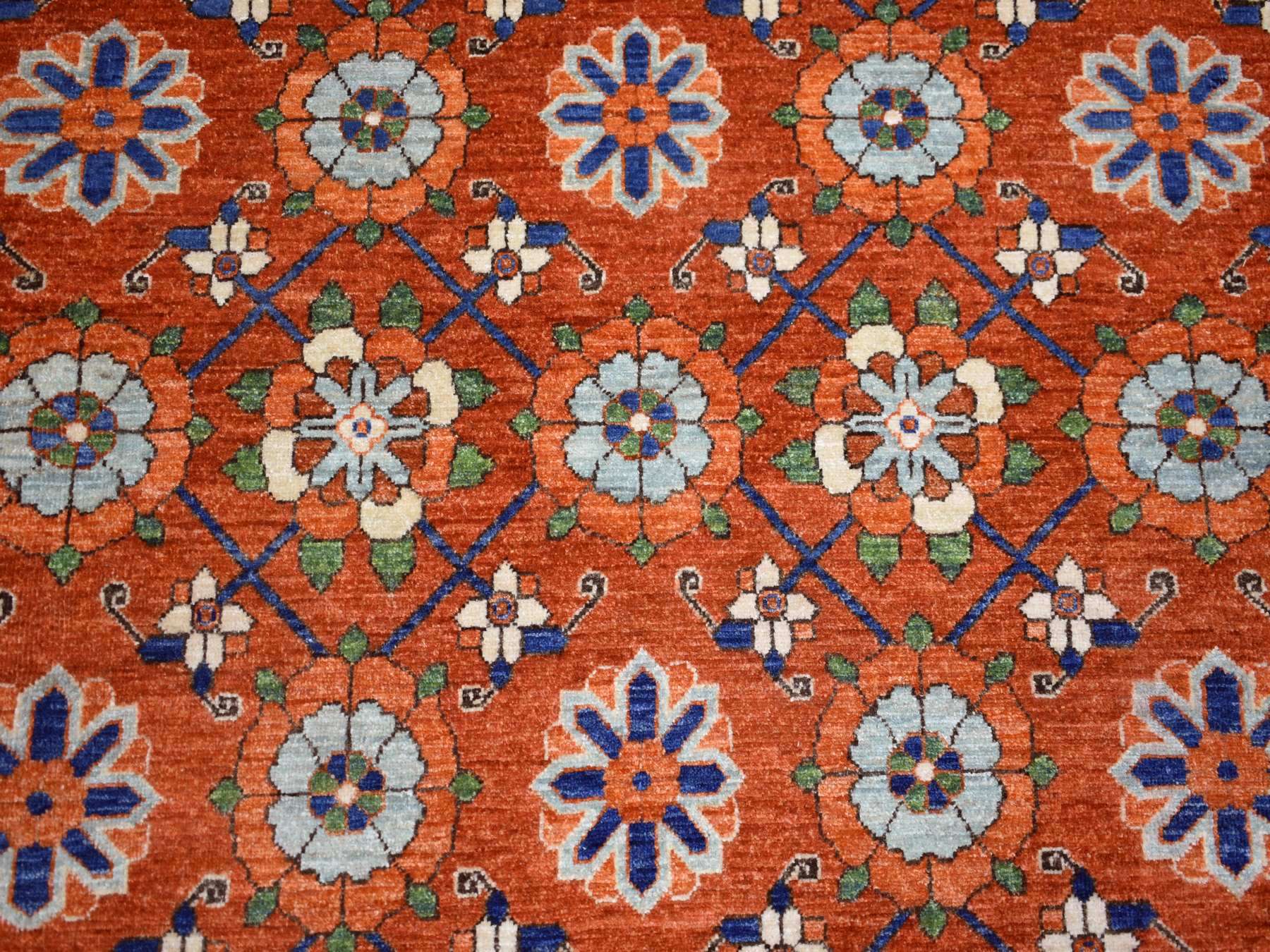 Ersari Tribal & Geometric hand-knotted wool rug in Orange, 9'9" x 13'6" — SKU O072171 (view 8)