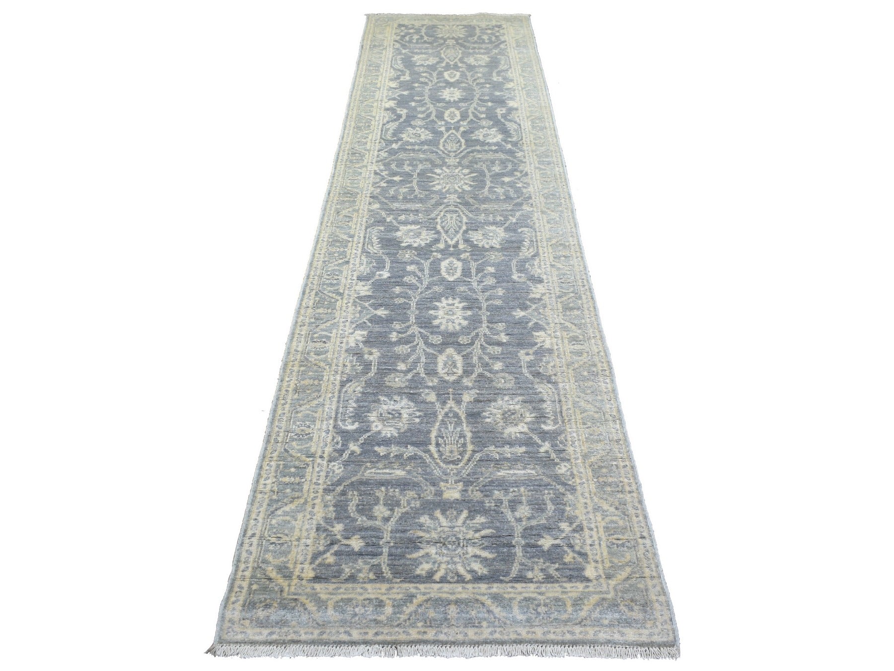 Gray 2'9" x 11'5" Oushak / Peshawar Hand knotted Wool Rug - Sku: O072202