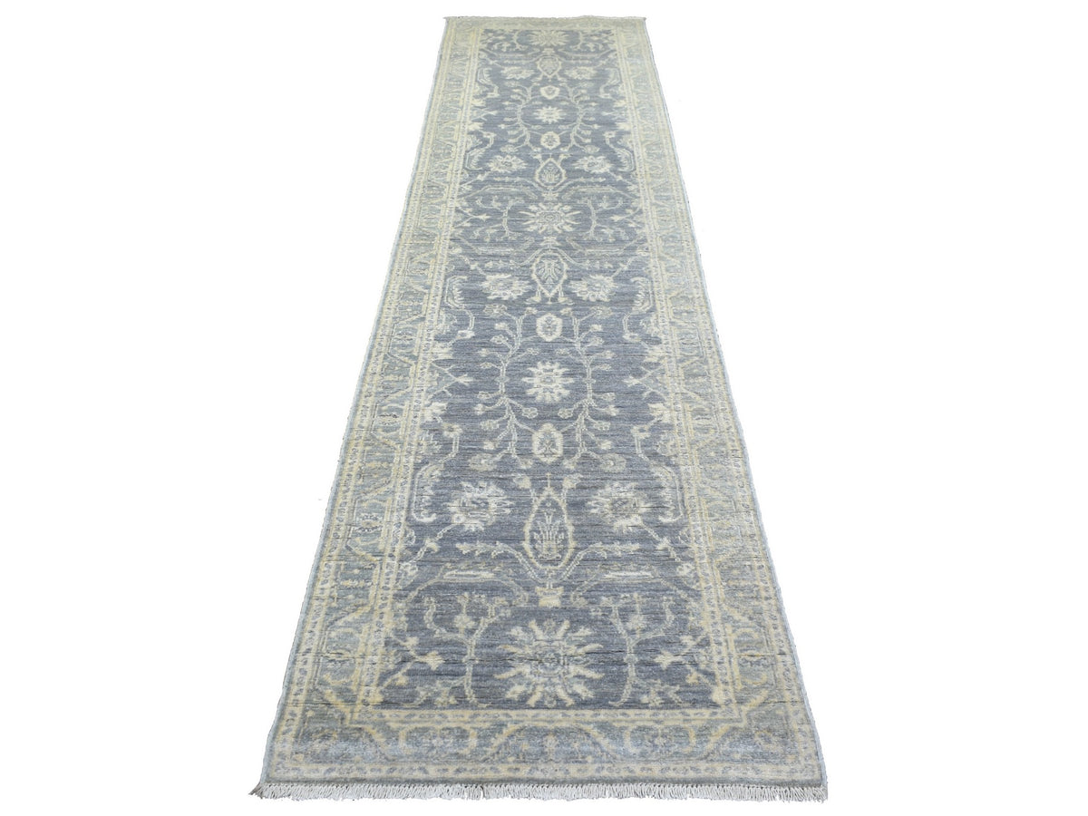 Peshawar Oushak hand-knotted wool runner in Gray, 2'9" x 11'5" — SKU O072202