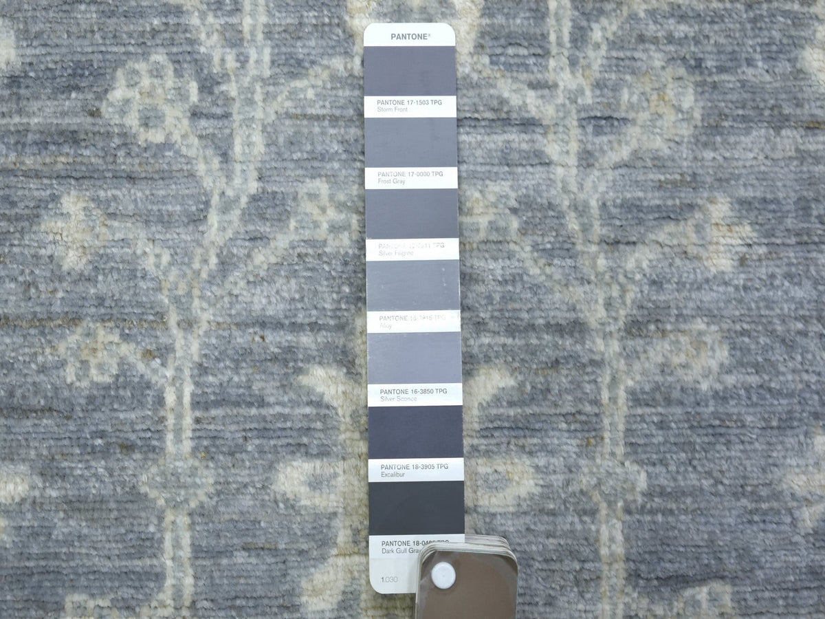 Peshawar Oushak hand-knotted wool runner in Gray, 2'9" x 11'5" — SKU O072202 (view 3)