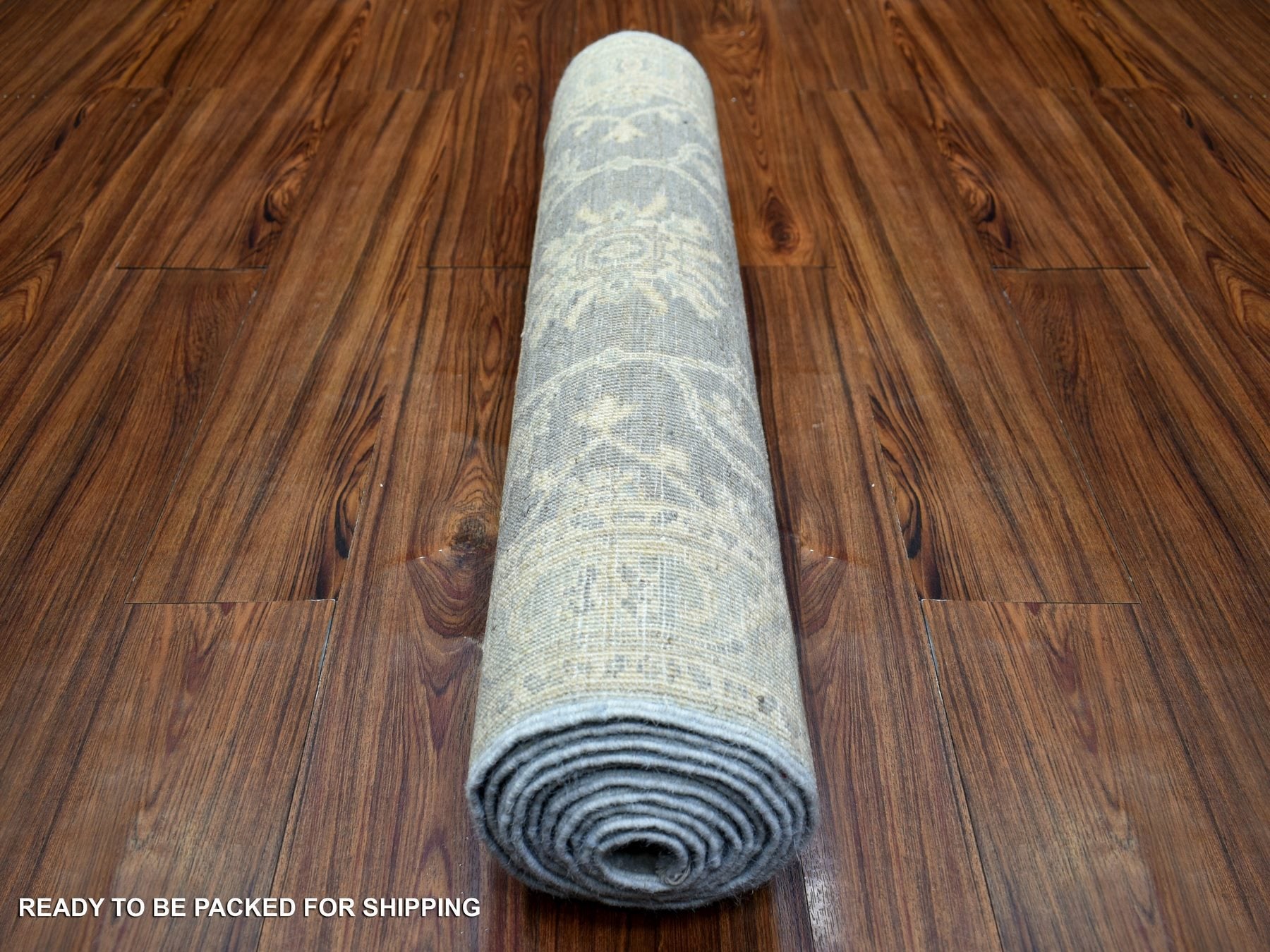Peshawar Oushak hand-knotted wool runner in Gray, 2'9" x 11'5" — SKU O072202 (view 4)