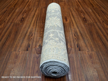 Peshawar Oushak hand-knotted wool runner in Gray, 2'9" x 11'5" — SKU O072202 (view 4)