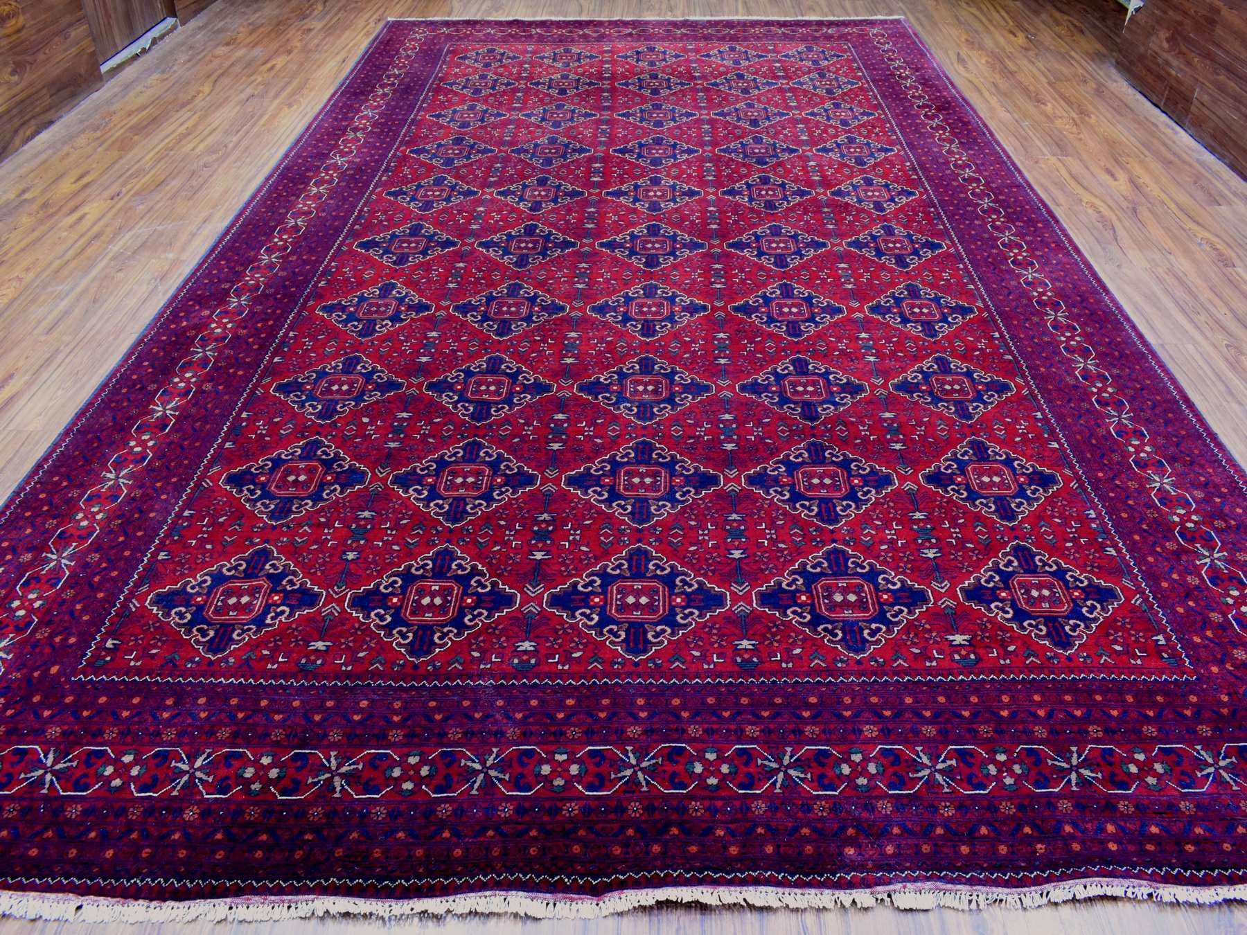Tribal Tribal & Geometric hand-knotted wool rug in Red, 9'10" x 16' — SKU O072327 (view 2)