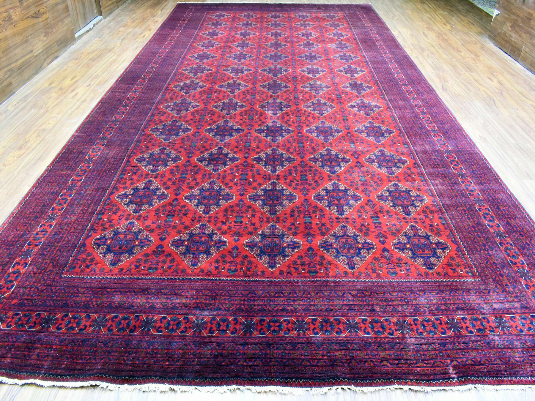 Tribal Tribal & Geometric hand-knotted wool rug in Red, 10' x 19'2" — SKU O072328 (view 2)