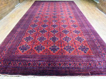 Tribal Tribal & Geometric hand-knotted wool rug in Red, 10' x 19'2" — SKU O072328 (view 2)