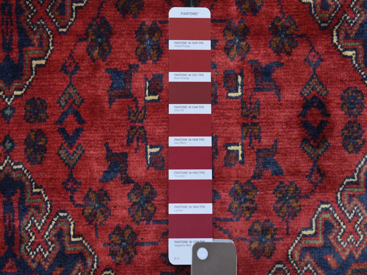 Tribal Tribal & Geometric hand-knotted wool rug in Red, 10' x 19'2" — SKU O072328 (view 7)