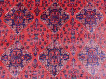 Tribal Tribal & Geometric hand-knotted wool rug in Red, 10' x 19'2" — SKU O072328 (view 8)
