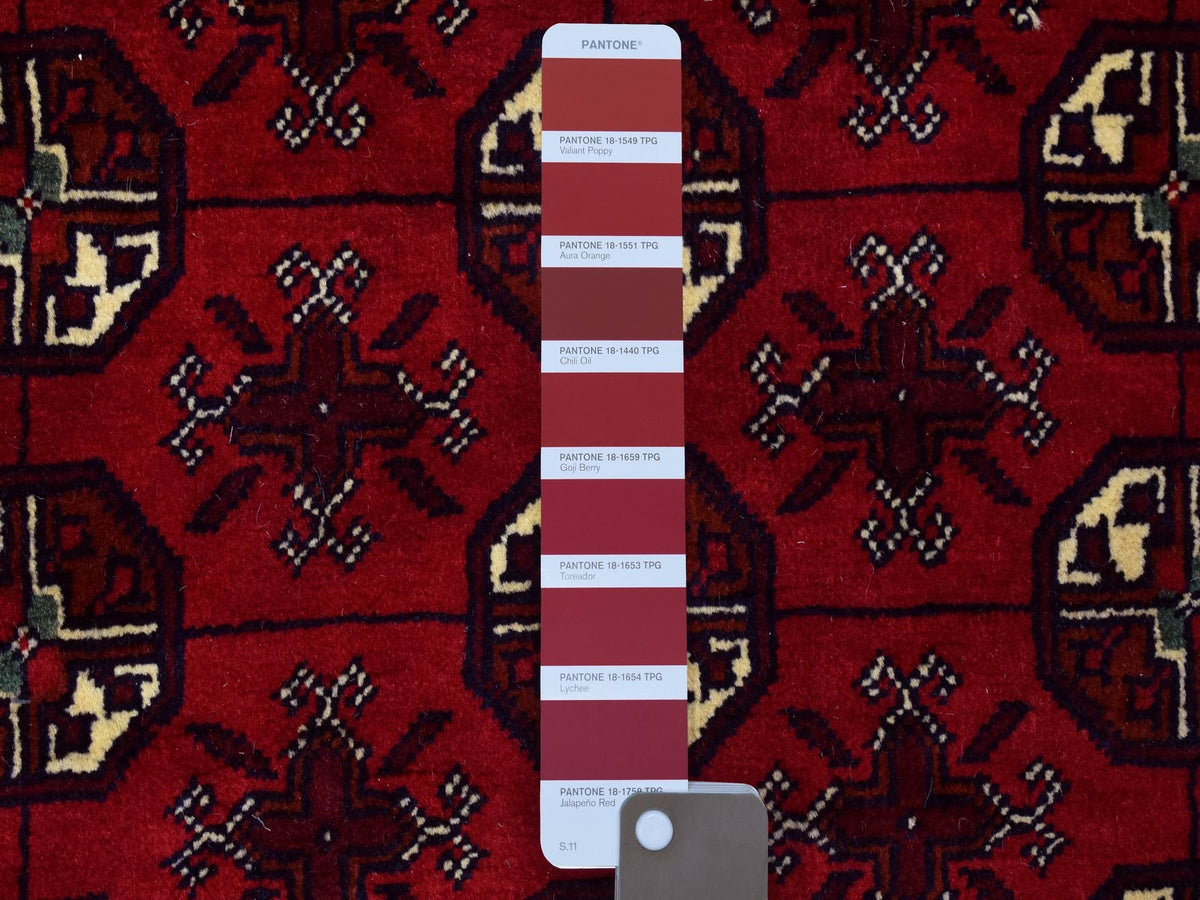 Tribal & Geometric hand-knotted wool rug in Red, 2'7" x 3'10" — SKU O072337 (view 3)