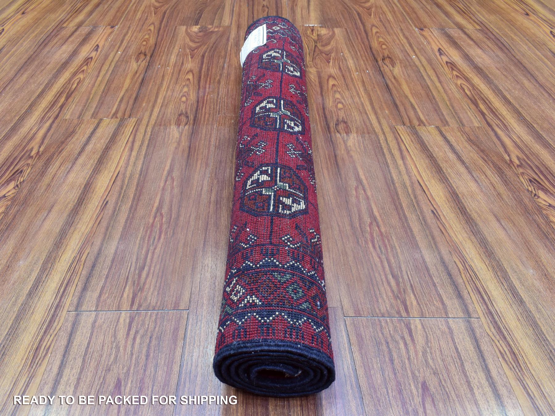 Tribal & Geometric hand-knotted wool rug in Red, 2'7" x 3'10" — SKU O072337 (view 4)