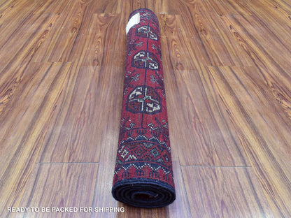Tribal & Geometric hand-knotted wool rug in Red, 2'7" x 3'10" — SKU O072337 (view 4)