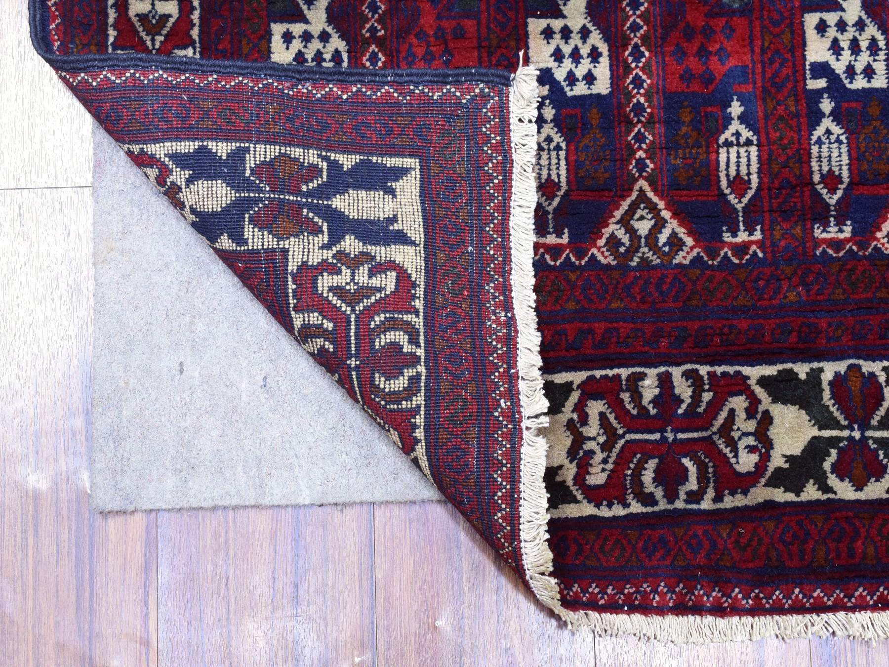 Tribal & Geometric hand-knotted wool runner in Red & Ivory, 3' x 12'5" — SKU O072340 (view 2)