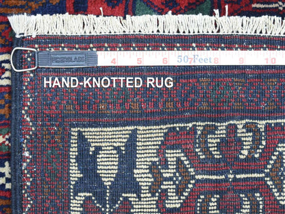 Tribal & Geometric hand-knotted wool runner in Red & Ivory, 3' x 12'5" — SKU O072340 (view 6)