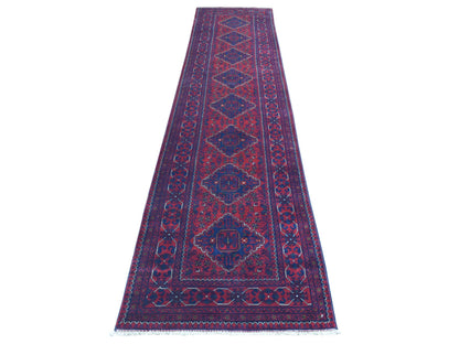 Tribal Tribal & Geometric hand-knotted wool runner in Red, 2'8" x 12'10" — SKU O072341