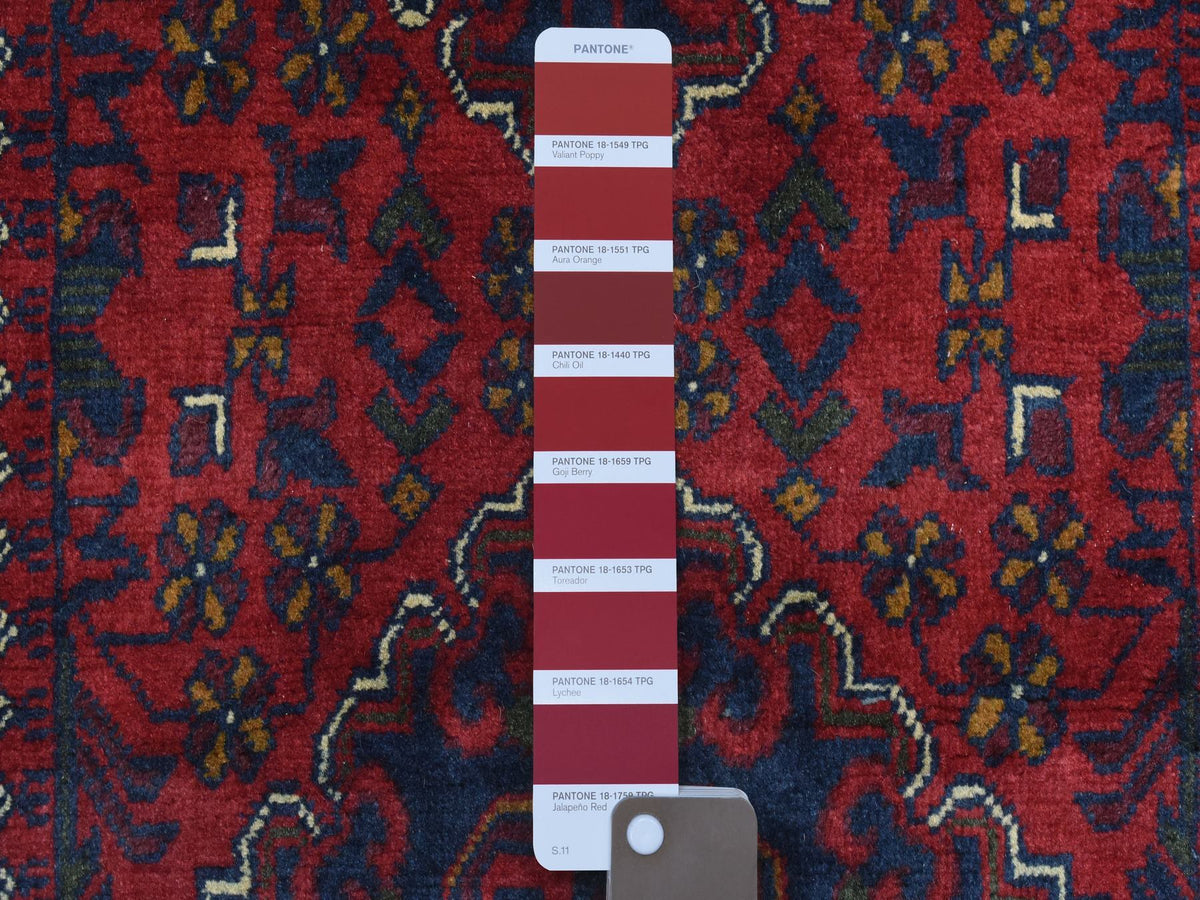 Tribal Tribal & Geometric hand-knotted wool runner in Red, 2'8" x 12'10" — SKU O072341 (view 3)