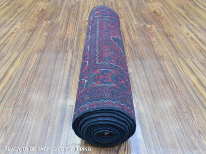 Tribal Tribal & Geometric hand-knotted wool runner in Red, 2'8" x 12'10" — SKU O072341 (view 4)