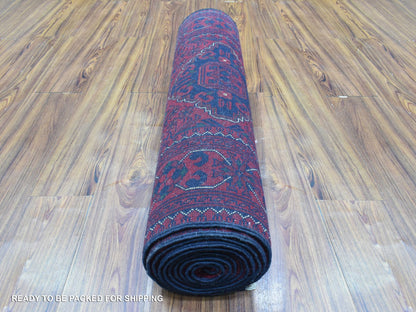 Tribal Tribal & Geometric hand-knotted wool runner in Red, 2'10" x 13' — SKU O072346 (view 4)