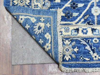 Blue 4'3" x 11'9" Oushak And Peshawar Hand knotted Wool Rug - Sku: O072385