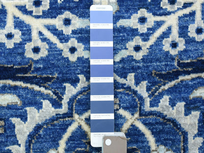Blue 4'3" x 11'9" Oushak And Peshawar Hand knotted Wool Rug - Sku: O072385