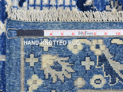 Blue 4'3" x 11'9" Oushak And Peshawar Hand knotted Wool Rug - Sku: O072385