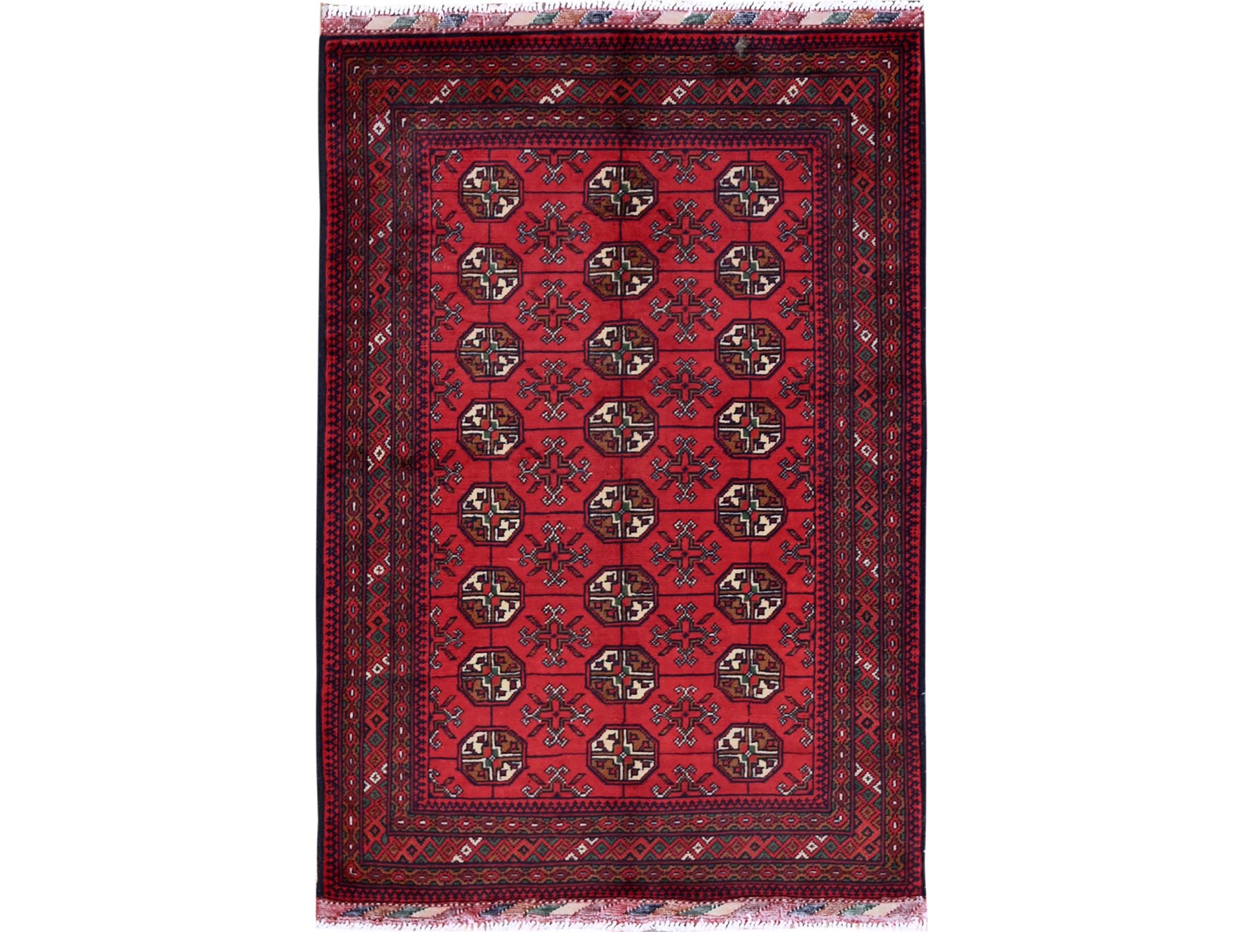 Tribal & Geometric hand-knotted wool rug in Red, 2'8" x 3'9" — SKU O0723