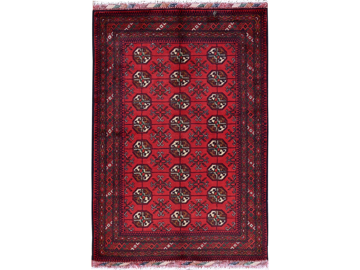 Tribal & Geometric hand-knotted wool rug in Red, 2'8" x 3'9" — SKU O0723