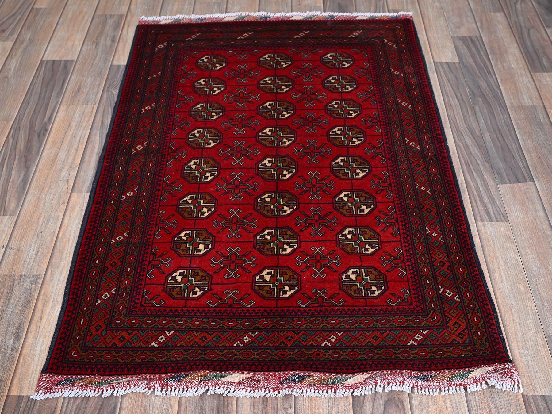 Tribal & Geometric hand-knotted wool rug in Red, 2'8" x 3'9" — SKU O0723 (view 2)
