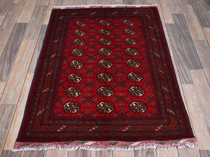 Tribal & Geometric hand-knotted wool rug in Red, 2'8" x 3'9" — SKU O0723 (view 2)