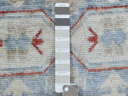 Grey 3'1" x 10'2" Tribal & Geometric Hand knotted Wool Rug - Sku: O072409