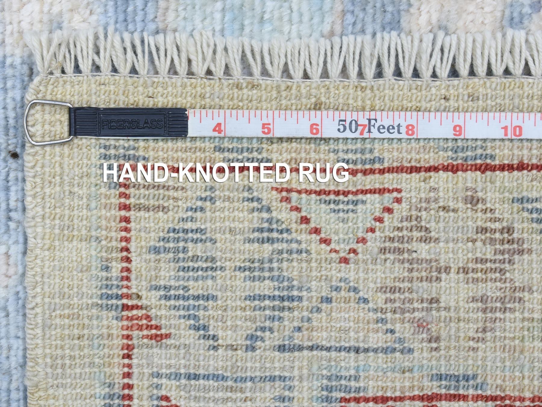 Tribal & Geometric hand-knotted wool runner in Gray, 3'1" x 10'2" — SKU O072409 (view 6)