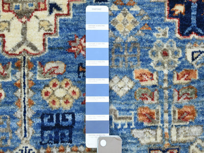 Blue 4'0" x 5'10" Tribal & Geometric Hand knotted Wool Rug - Sku: O072415