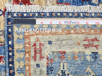 Blue 4'0" x 5'10" Tribal & Geometric Hand knotted Wool Rug - Sku: O072415