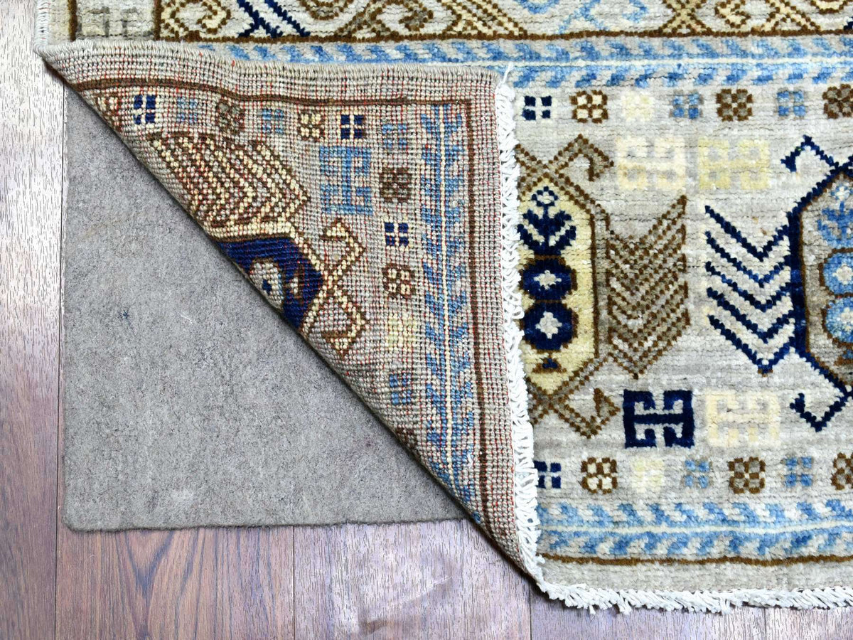 Ersari Tribal & Geometric hand-knotted wool runner in Gray & Light Gray, 2'10" x 8'4" — SKU O072429 (view 2)