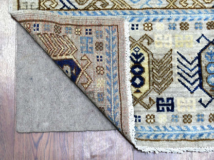 Grey 2'10" x 8'4" Tribal & Geometric Hand knotted Wool Rug - Sku: O072429