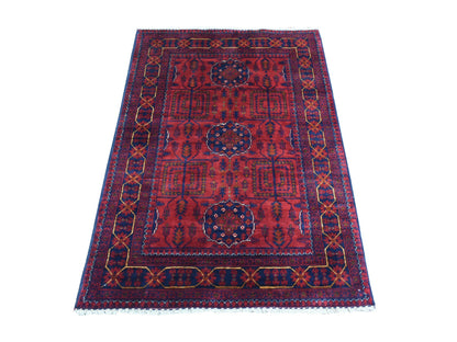 Tribal & Geometric hand-knotted wool rug in Red, 3'4" x 4'9" — SKU O072481