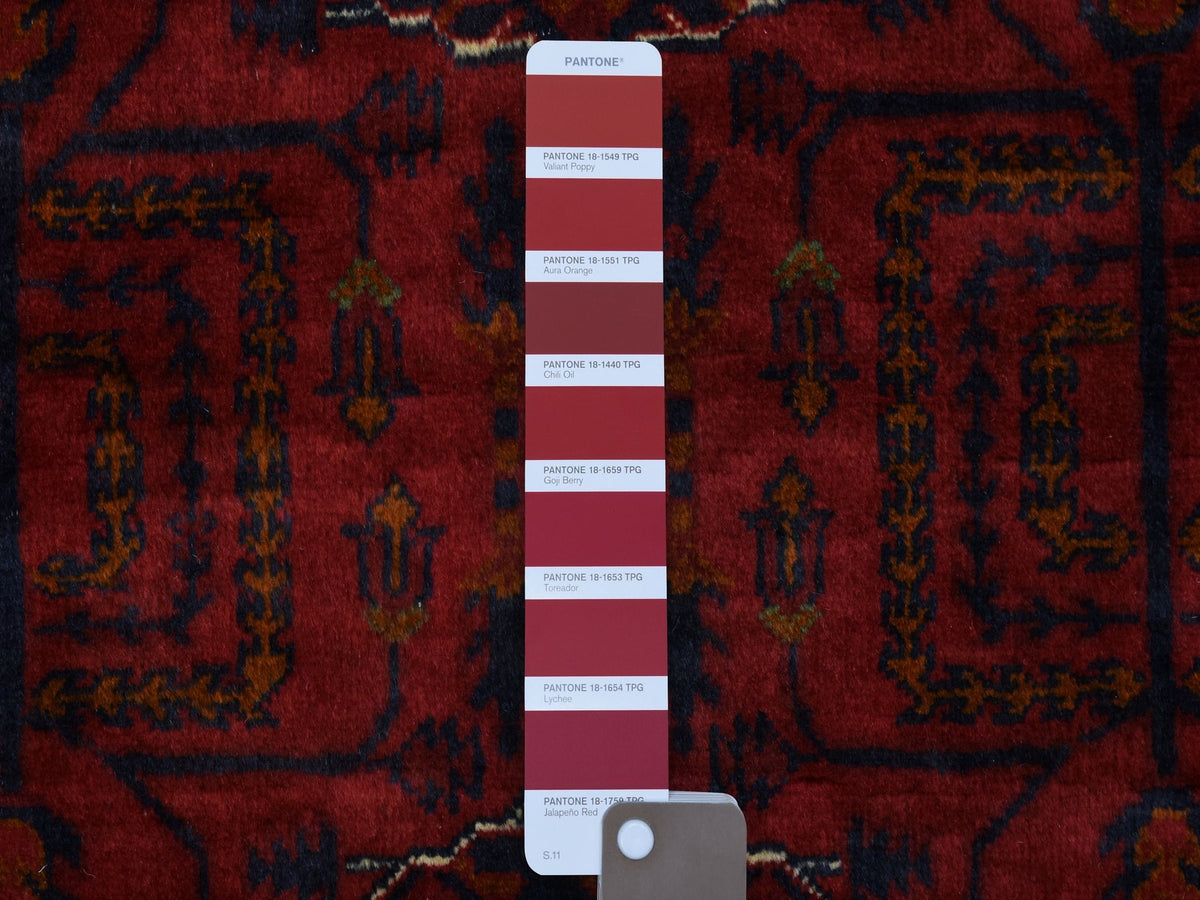 Tribal & Geometric hand-knotted wool rug in Red, 3'4" x 4'9" — SKU O072481 (view 3)