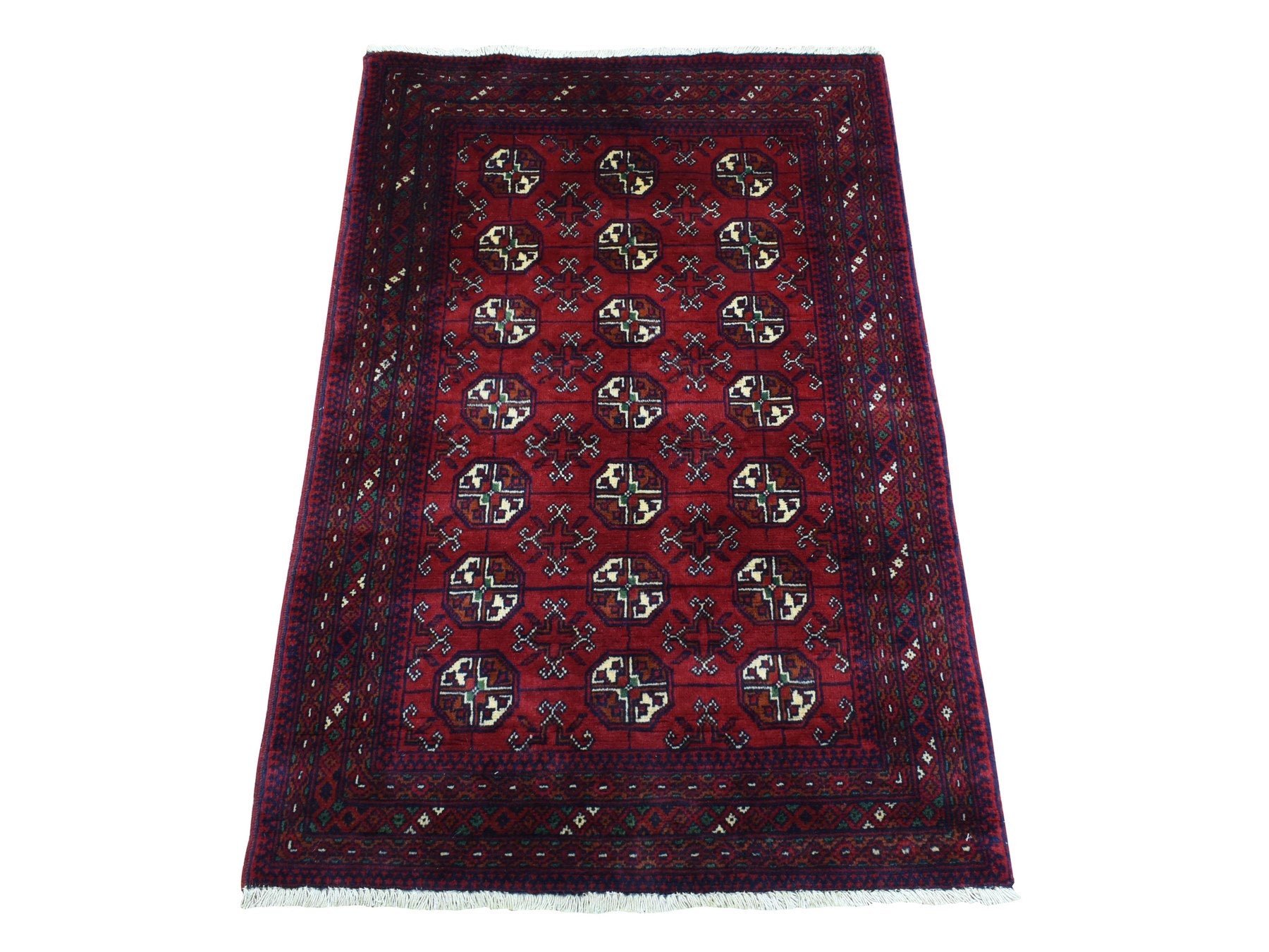Tribal Tribal & Geometric hand-knotted wool rug in Red, 2'7" x 3'10" — SKU O072496