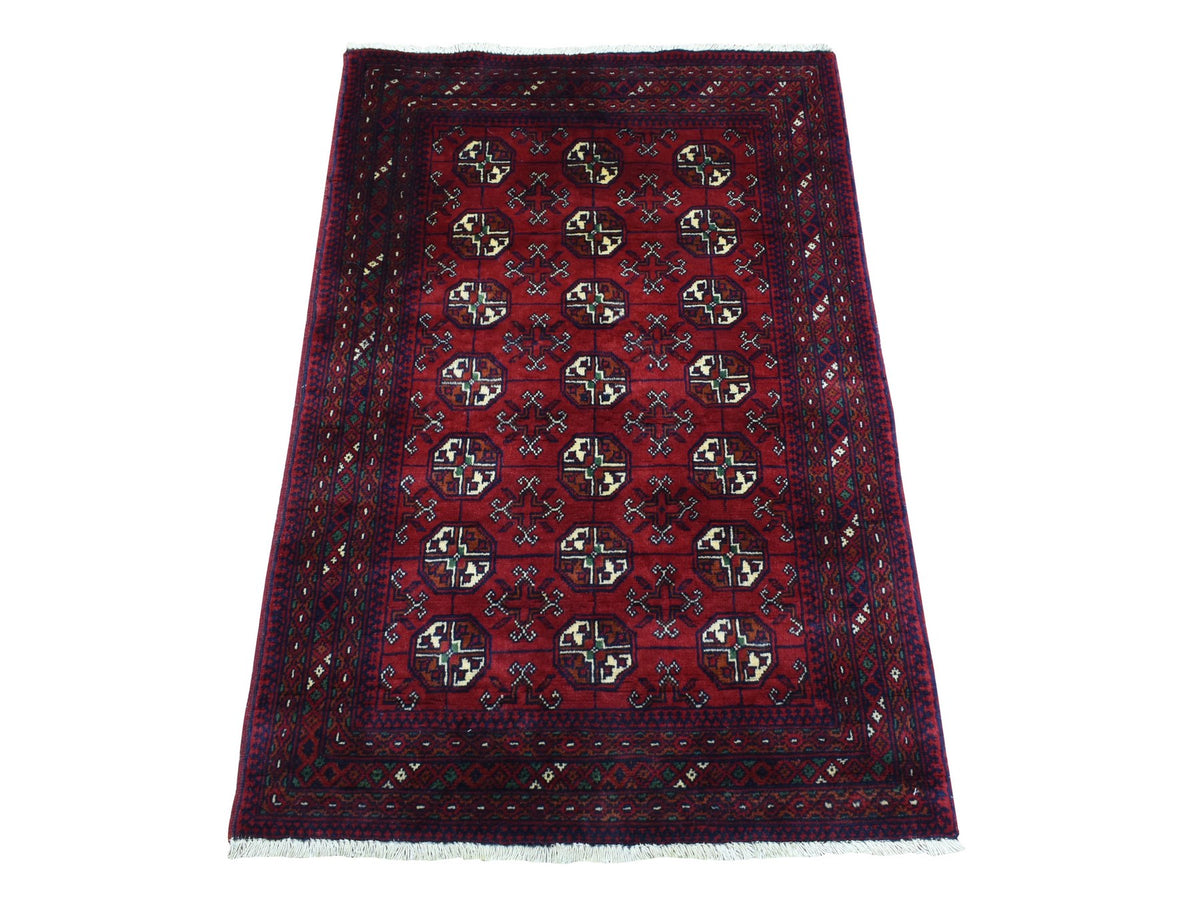Tribal Tribal & Geometric hand-knotted wool rug in Red, 2'7" x 3'10" — SKU O072496