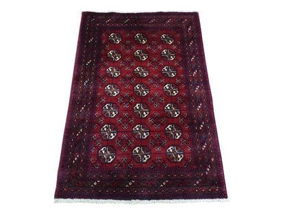 Tribal Tribal & Geometric hand-knotted wool rug in Red, 2'7" x 3'10" — SKU O072496