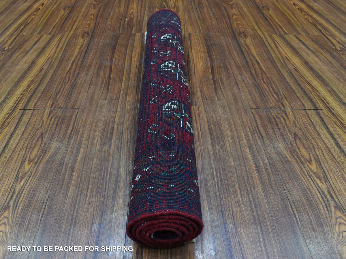 Tribal Tribal & Geometric hand-knotted wool rug in Red, 2'7" x 3'10" — SKU O072496 (view 4)